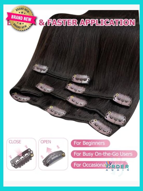 24 Inch 150G Clip in Hair Extensions Human Hair 7 Piece Full Head Volume main image 6